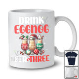 Drink Eggnog For Three; Adorable Christmas Santa Eggnog Pregnancy Announcement; X-mas Family T-Shirt