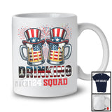 Drinking 2024 Squad, Humorous Vintage 4th Of July American Flag Beer, Firework Drinking Group T-Shirt