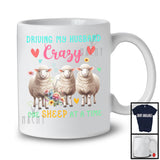Driving My Husband Crazy One Sheep; Humorous Three Flowers Sheep; Floral Farm Farmer T-Shirt
