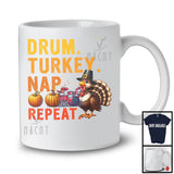 Drum Turkey Nap Repeat, Humorous Thanksgiving Turkey Drum Player, Musical Instruments T-Shirt