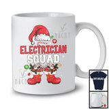 Electrician Squad; Cheerful Christmas Leopard Santa Costume Snowing; Men Jobs Group T-Shirt