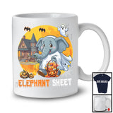 Elephant Sheet, Adorable Halloween Moon Boo Ghost Costume Elephant, Matching Animal Lover T-Shirt