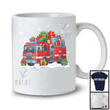 Elf Driving Fire Truck, Adorable Christmas Snowing ELF Lover, Matching X-mas Driver Team T-Shirt