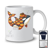 Fall Autumn Leaves Pumpkin Orca Shape; Amazing Thanksgiving Sea Animal; Family Group T-Shirt