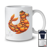 Fall Autumn Leaves Pumpkin Sea Lion Shape; Amazing Thanksgiving Sea Animal; Family Group T-Shirt