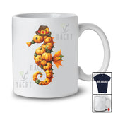 Fall Autumn Leaves Pumpkin Seahorse Shape; Amazing Thanksgiving Sea Animal; Family Group T-Shirt