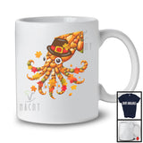 Fall Autumn Leaves Pumpkin Squid Shape; Amazing Thanksgiving Sea Animal; Family Group T-Shirt