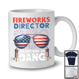 Fireworks Director Just Here To Bang, Joyful 4th Of July American Flag Sunglasses, Patriotic T-Shirt