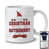 First Christmas As A Retirement; Cheerful Christmas Plaid Santa; Promoting Future Family T-Shirt