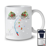 Fishing Christmas Bubble Boobs Skeleton Hands; Humorous X-mas Ornaments Women; Family T-Shirt