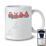 Four Santa Elf Reindeer Octopus; Humorous Christmas Pajama Octopus Sea Animal; Family T-Shirt