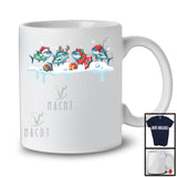 Four Santa Elf Reindeer Tuna; Humorous Christmas Pajama Tuna Sea Animal; Family T-Shirt