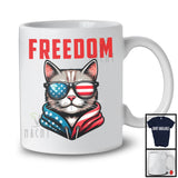 Freedom, Awesome 4th Of July Independence Day Cat American Flag Glasses, Patriotic Group T-Shirt