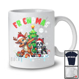 Friendmas; Joyful Christmas Tree Santa Boston Terrier Owner; X-mas Lights Dabbing Reindeer T-Shirt