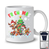 Friendmas; Joyful Christmas Tree Santa Corgi Owner; X-mas Lights Dabbing Reindeer T-Shirt