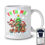 Friendmas; Joyful Christmas Tree Santa Dachshund Owner; X-mas Lights Dabbing Reindeer T-Shirt