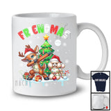 Friendmas; Joyful Christmas Tree Santa Poodle Owner; X-mas Lights Dabbing Reindeer T-Shirt