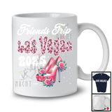 Friends Trip Las Vegas 2025; Joyful Vacation Pink Leopard High Heels Flowers; Friends Family T-Shirt