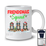 Friendsmas Squad; Cute Three Santa Reindeer Elf Australian Shepherd Matching Pajama Group T-Shirt