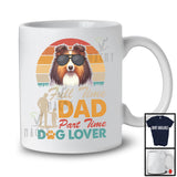 Full Time Dad Part Time Dog Lover, Awesome Father's Day Shetland Sheepdog, Vintage Retro T-Shirt