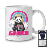 Gamer Girl; Adorable Panda Playing Video Games Lover; Gaming Rainbow Gamer Group T-Shirt