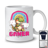 Gamer Girl; Lovely Rainbow T-Rex Playing Gaming Gamer; Video Games Family Group T-Shirt