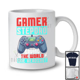 Gamer Stepdad Saving The World, Cheerful Father's Day Video Games Controller, Family Gamer T-Shirt