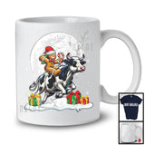 Gingerbread Man Riding Cow; Joyful Christmas Moon Animal Lover; Snowing Around T-Shirt
