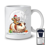 Gingerbread Man Riding Guinea Pig; Joyful Christmas Moon Animal Lover; Snowing Around T-Shirt