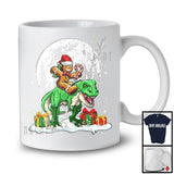 Gingerbread Man Riding T Rex; Joyful Christmas Moon Animal Lover; Snowing Around T-Shirt