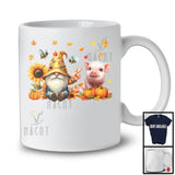 Gnome And Pig; Adorable Thanksgiving Gnomes Pumpkins Sunflowers; Farm Farmer Animal T-Shirt