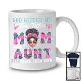 God Gifted Me Two Titles Mom And Aunt, Cute Mother's Day Black Afro Women, African Leopard T-Shirt
