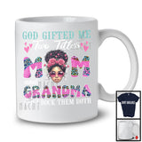 God Gifted Me Two Titles Mom Grandma, Cute Mother's Day Black Afro Women, African Leopard T-Shirt
