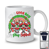 Good Day To Play Softball; Fantastic Christmas Three Santa Sport Players; X-mas Rainbow T-Shirt