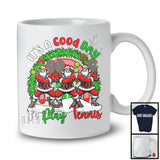 Good Day To Play Tennis; Fantastic Christmas Three Santa Sport Players; X-mas Rainbow T-Shirt