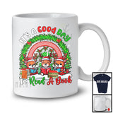 Good Day To Read A Book; Adorable Christmas Three X-mas Reindeer Rainbow; Librarian Bookworm T-Shirt