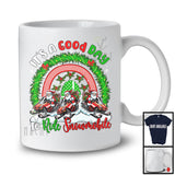 Good Day To Ride Snowmobile; Fantastic Christmas Three Santa Riding Snowmobile; X-mas Rainbow T-Shirt