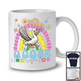Goose Squad, Adorable Flowers Floral Rainbow, Matching Women Girls Animal Farmer Lover T-Shirt