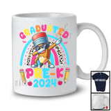 Diplômé pré-maternelle 2024, jolies lunettes de soleil crayon Dabbing, t-shirt léopard arc-en-ciel