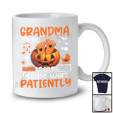 Grandma To Be Please Wait Patiently; Awesome Halloween Pregnancy Footprint Pumpkin; Family T-Shirt