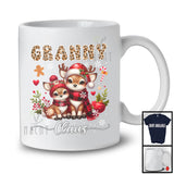 Granny Claus; Lovely Christmas Leopard Plaid Reindeer Lover; X-mas Snowing Family Group T-Shirt