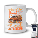 Grateful Thankful Blessed Grandma; Adorable Thanksgiving Plaid Pickup Truck; Family Group T-Shirt