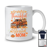 Grateful Thankful Blessed Mom; Adorable Thanksgiving Plaid Pickup Truck; Family Group T-Shirt