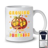 Growing Twin Pumpkin; Happy Thanksgiving Pregnancy Announcement; Footprint Plaid Pumpkin T-Shirt