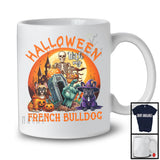 Halloween With My French Bulldog; Scary Moon Skeleton Zombie Hand; Pumpkin Candy Lover T-Shirt