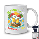 Happiness Is Christmas In July, Cheerful Summer Vacation Santa Beer Glasses, Drinking Drunker T-Shirt