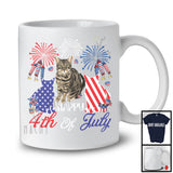Happy 4th Of July, Adorable Three American Flag Cats, Firework Patriotic Farmer Animal T-Shirt