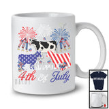 Happy 4th Of July, Adorable Three American Flag Cows, Firework Patriotic Farmer Animal T-Shirt