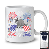 Happy 4th Of July, Adorable Three American Flag Raccoons, Firework Patriotic Farmer Animal T-Shirt