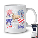 Joyeux 4 juillet, adorables trois moutons du drapeau américain, T-shirt animal fermier patriotique de feu d'artifice